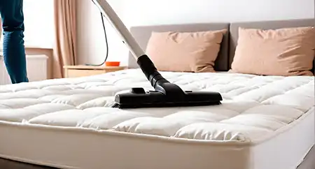 Person vacuuming a mattress - Allied Pest Control in Memphis TN