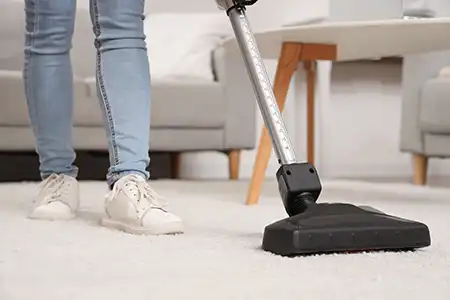 Person vacuuming a carpet - Allied Pest Control in Memphis TN